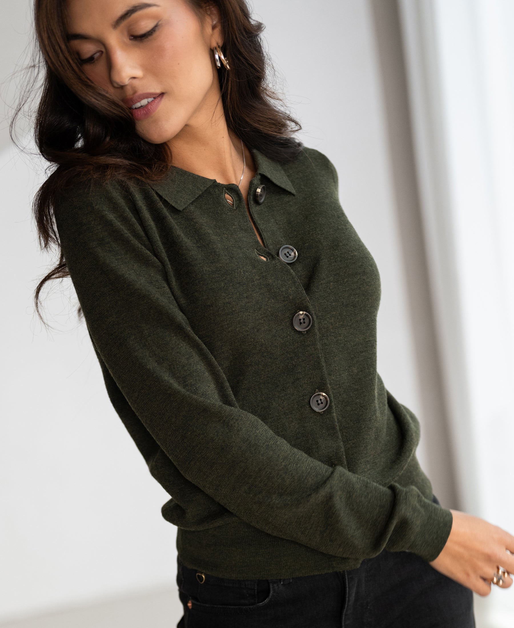 Vest polokraag LES VINGT Bottlegreen