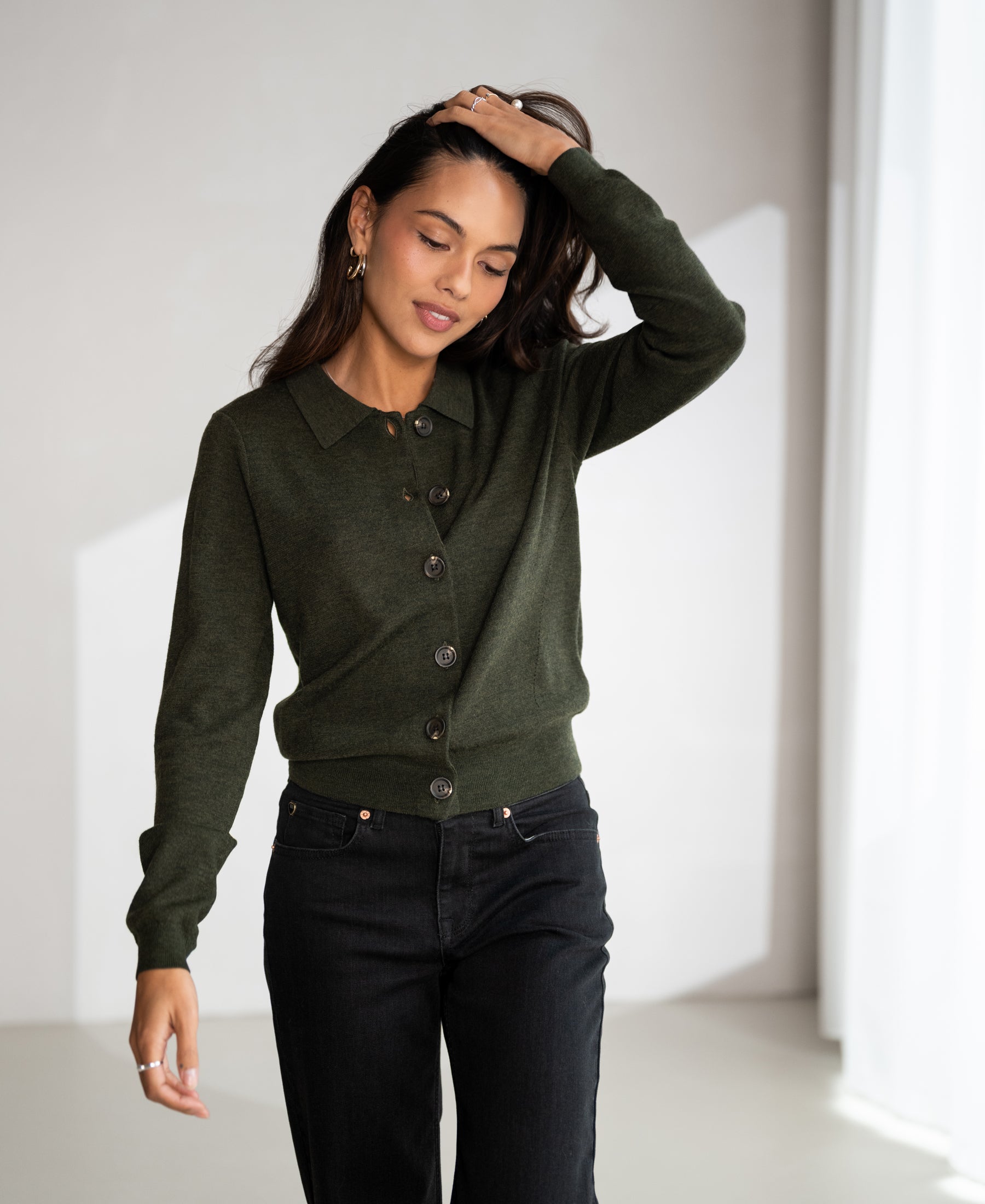 Vest polokraag LES VINGT Bottlegreen