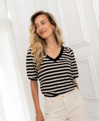 Striped shirt LA CECIL Sand-Black