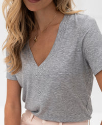 Lyocell-T-Shirt LA VIRA Grau meliert