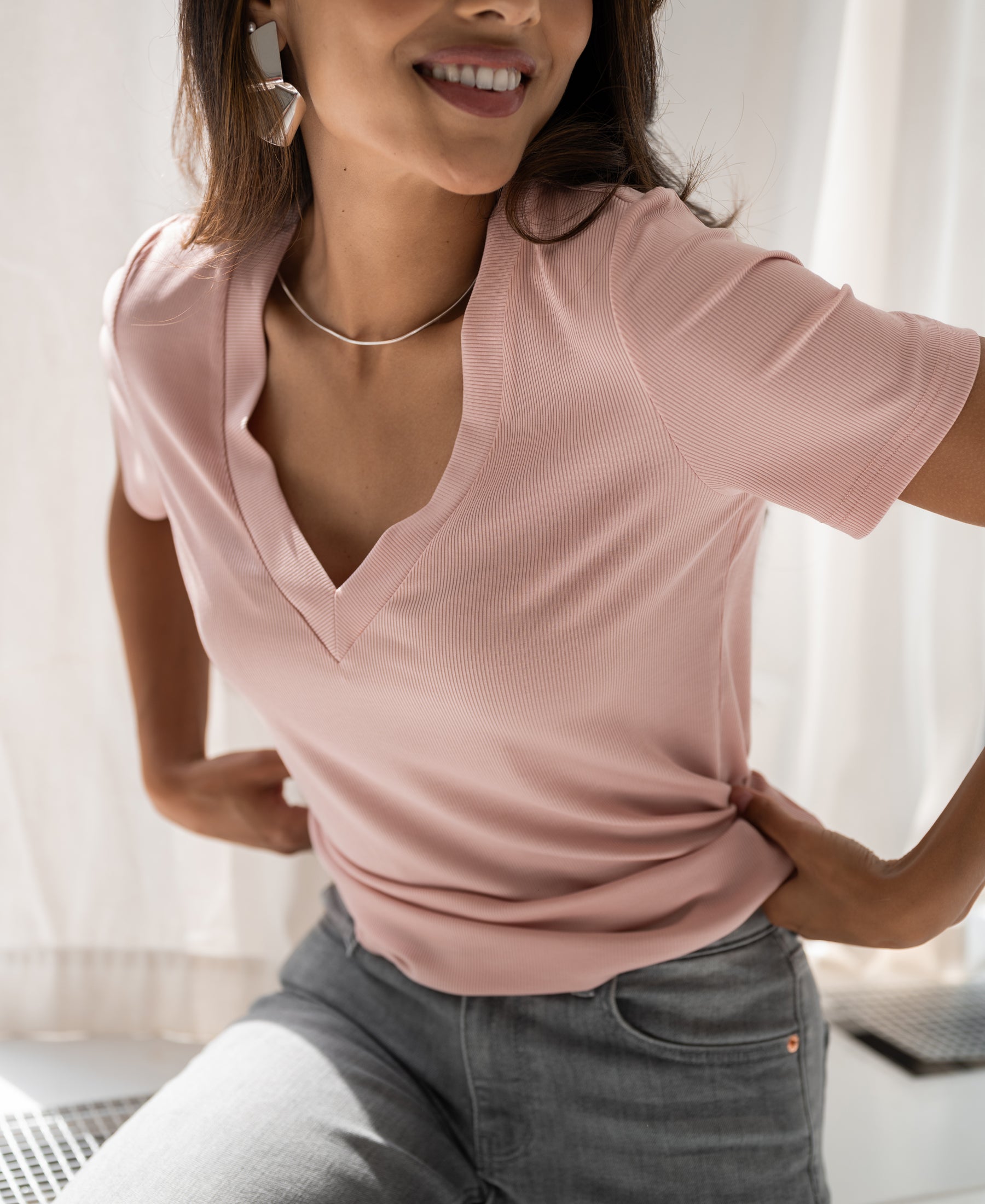 Lycocell-T-Shirt LA VIRA Staubiges Rosa