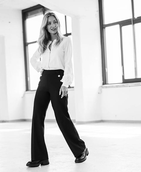 Trousers LA VUE Black with Gold buttons