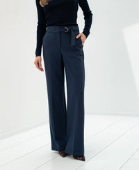 Dark blue LA WENDE trousers by PLEIN PUBLIQUE.