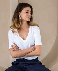 V-neck T-shirt LA VERONIQUE White