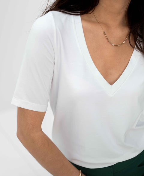 V-neck T-shirt LA VERONIQUE White
