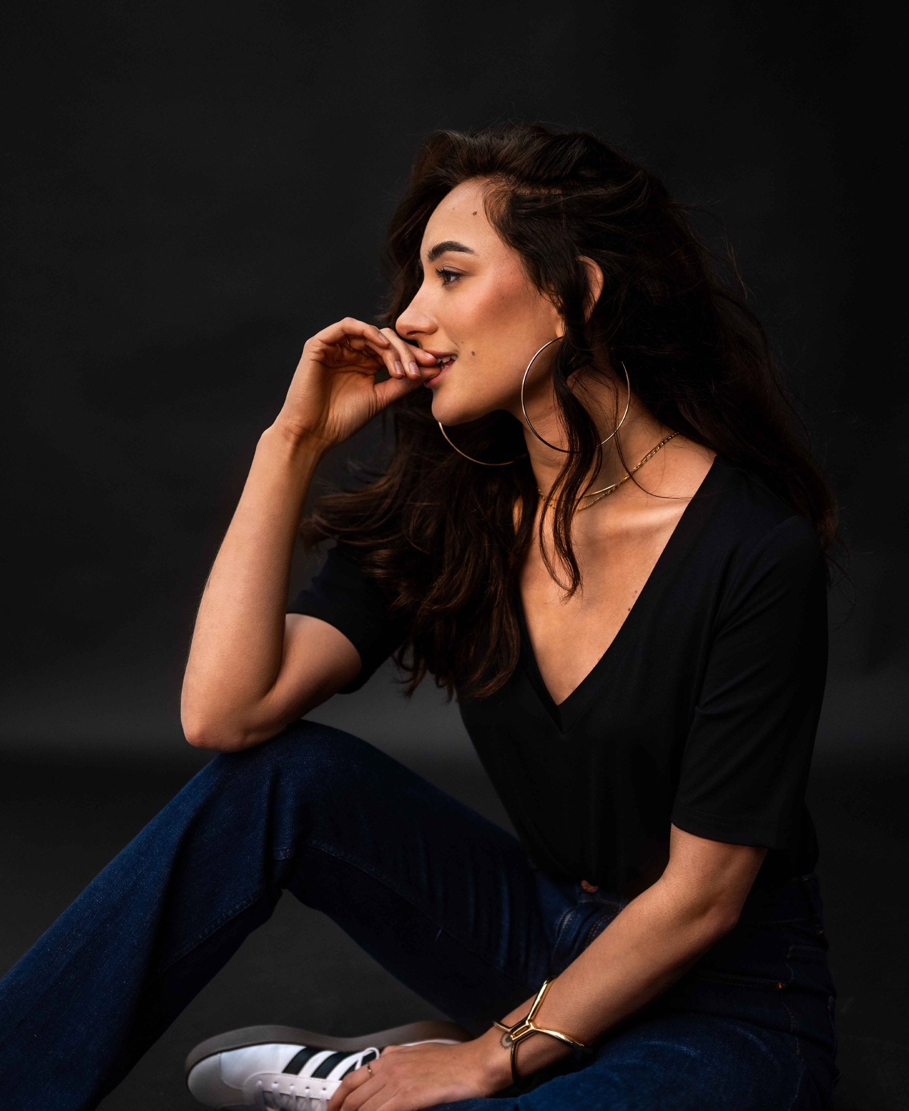 Black V-neck T-shirt LA VERONIQUE by PLEIN PUBLIQUE.