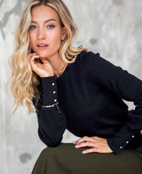 Pullover aus Merinowolle LA MARIS Dunkelblau - Silber