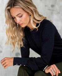 Pullover aus Merinowolle LA MARIS Dunkelblau - Silber