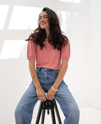 Rippen-T-Shirt LA PHILA Rose