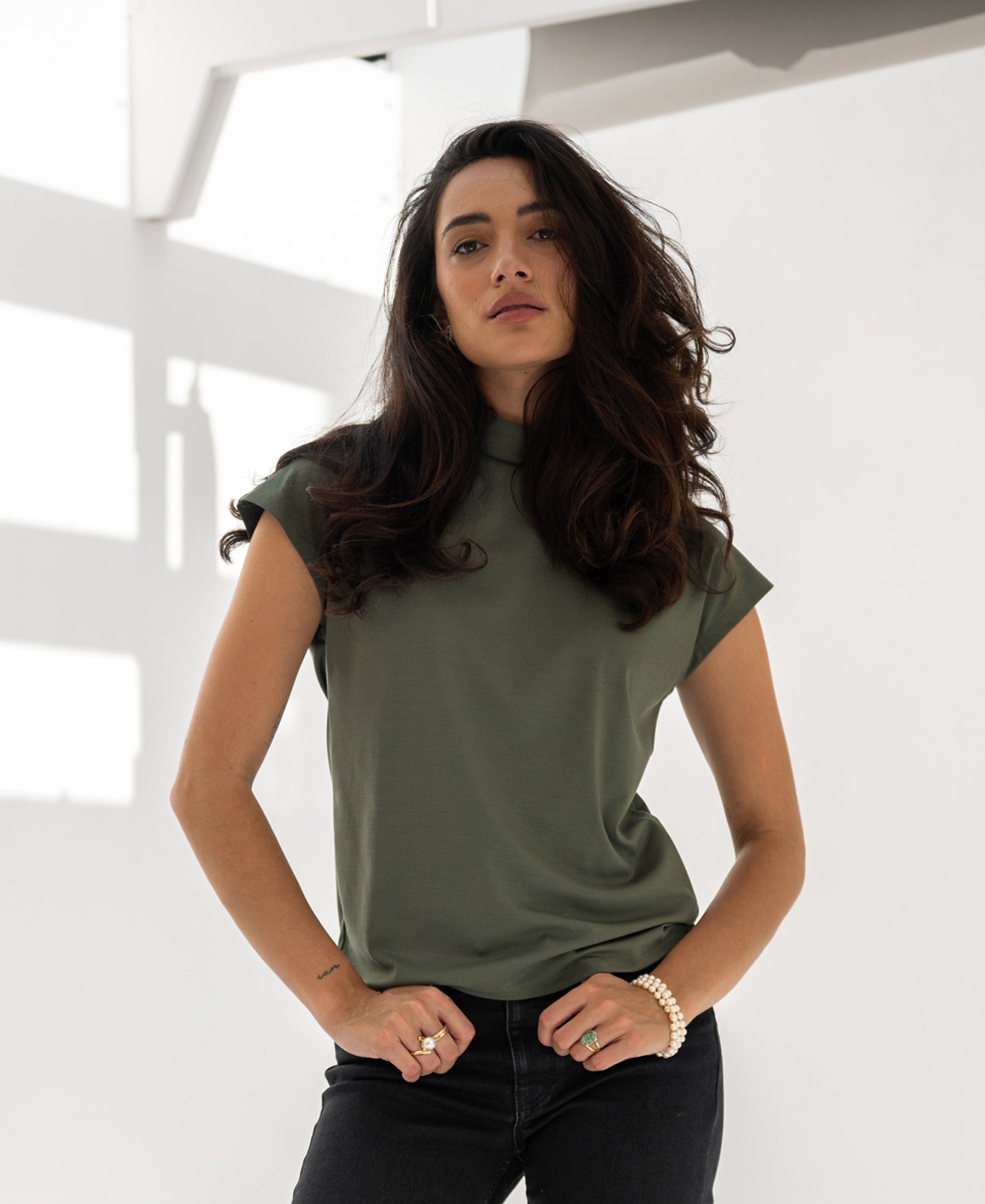 Travel top LA ROMY Army
