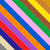 Square background with diagonal stripes in yellow, brown, green, pink, blue, purple, red, and orange.