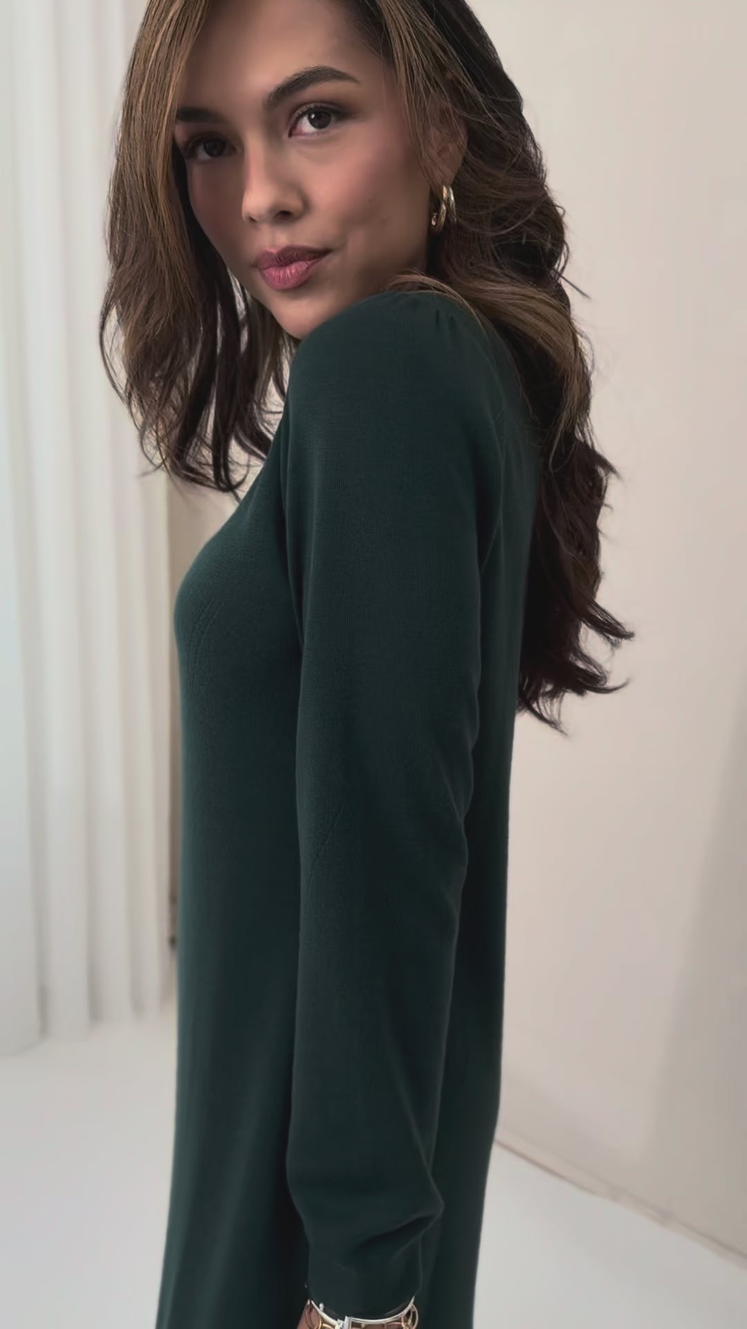 Merinowollen jurk LA MIMI Donkergroen