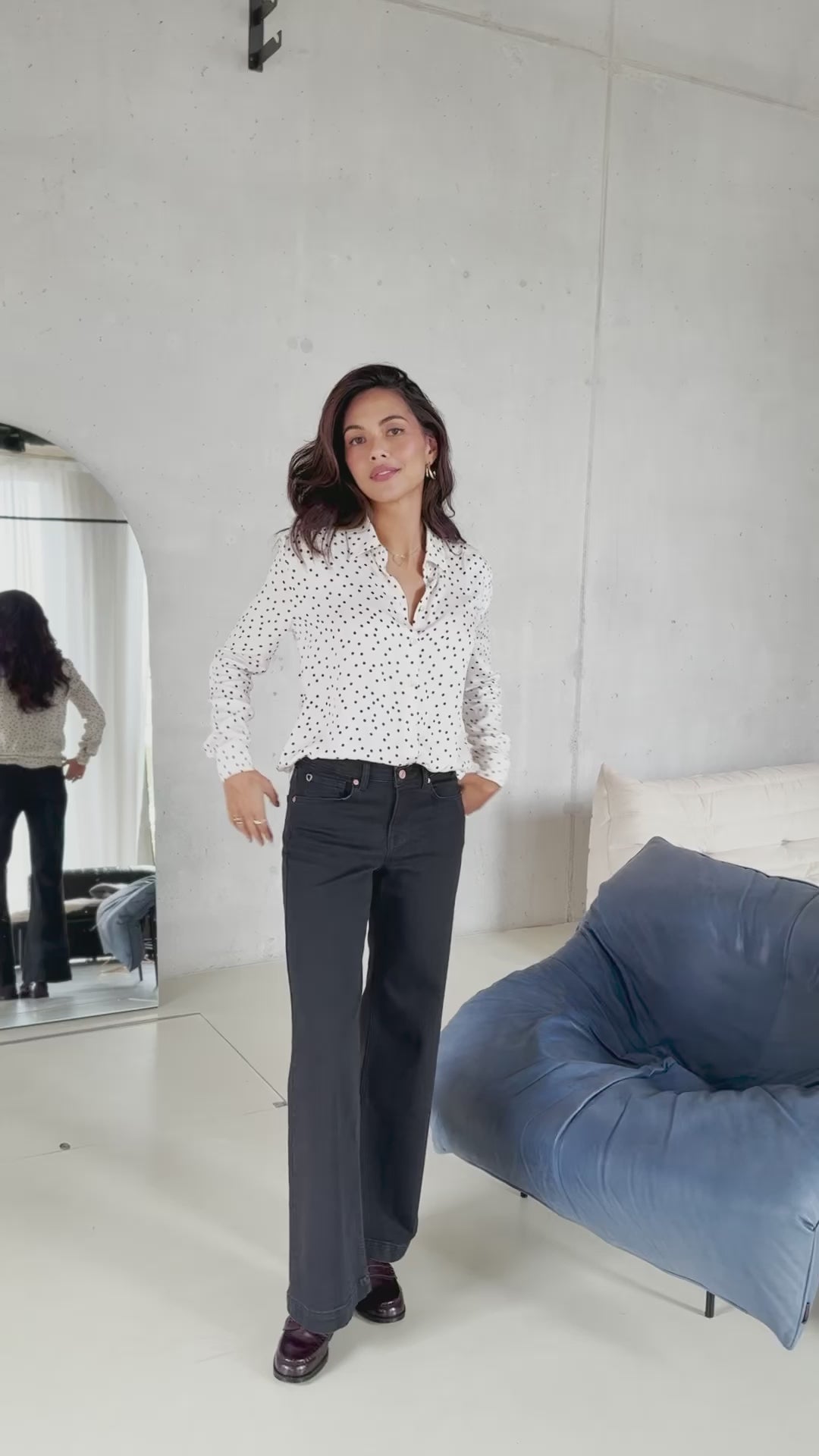 Blouse LA SEZANNE Dot Ivoor- Zwart