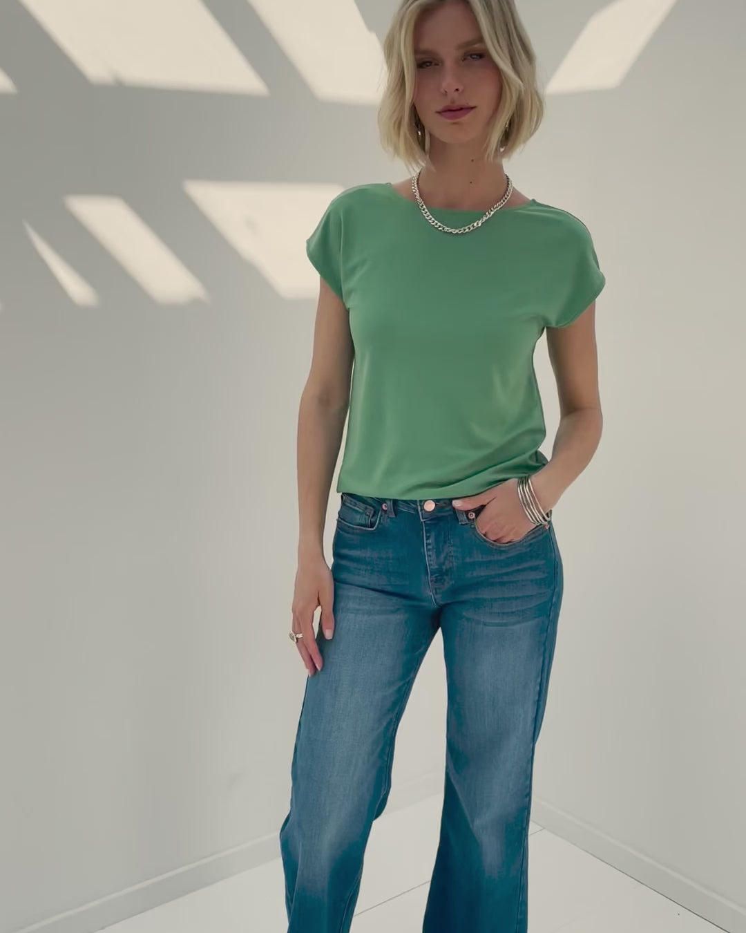 Two-way travel top LE CALIN Aloe Green