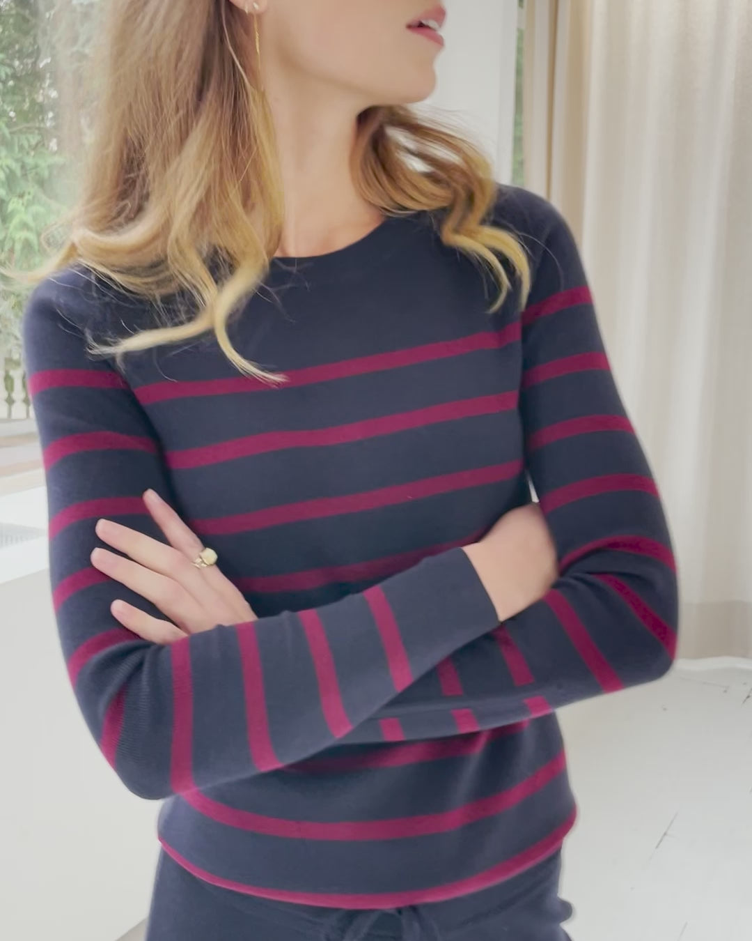 Trui L'ELISA Donkerblauw - Aubergine