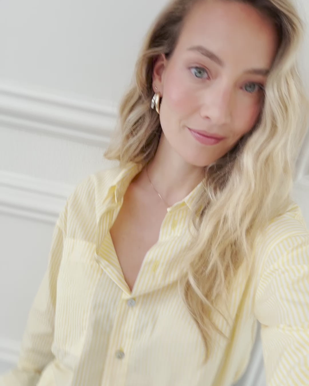 Blouse LA PASCALLE Geel gestreept