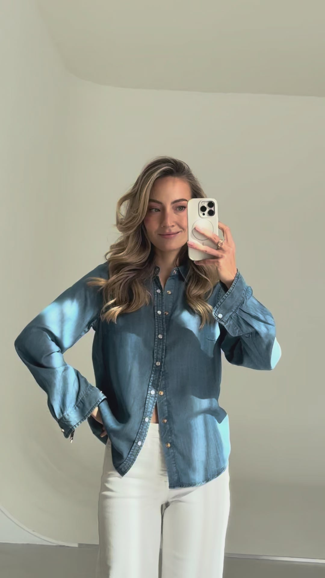 Tencel denim blouse LA DEZANNE Stonewash