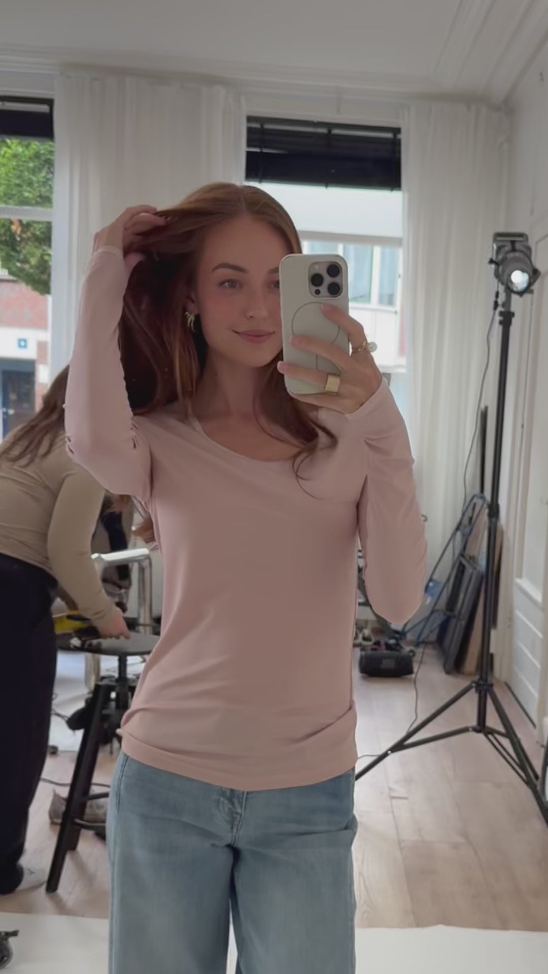 Long-Sleeve Lyocell T-Shirt LA JAMALA Dusty Pink