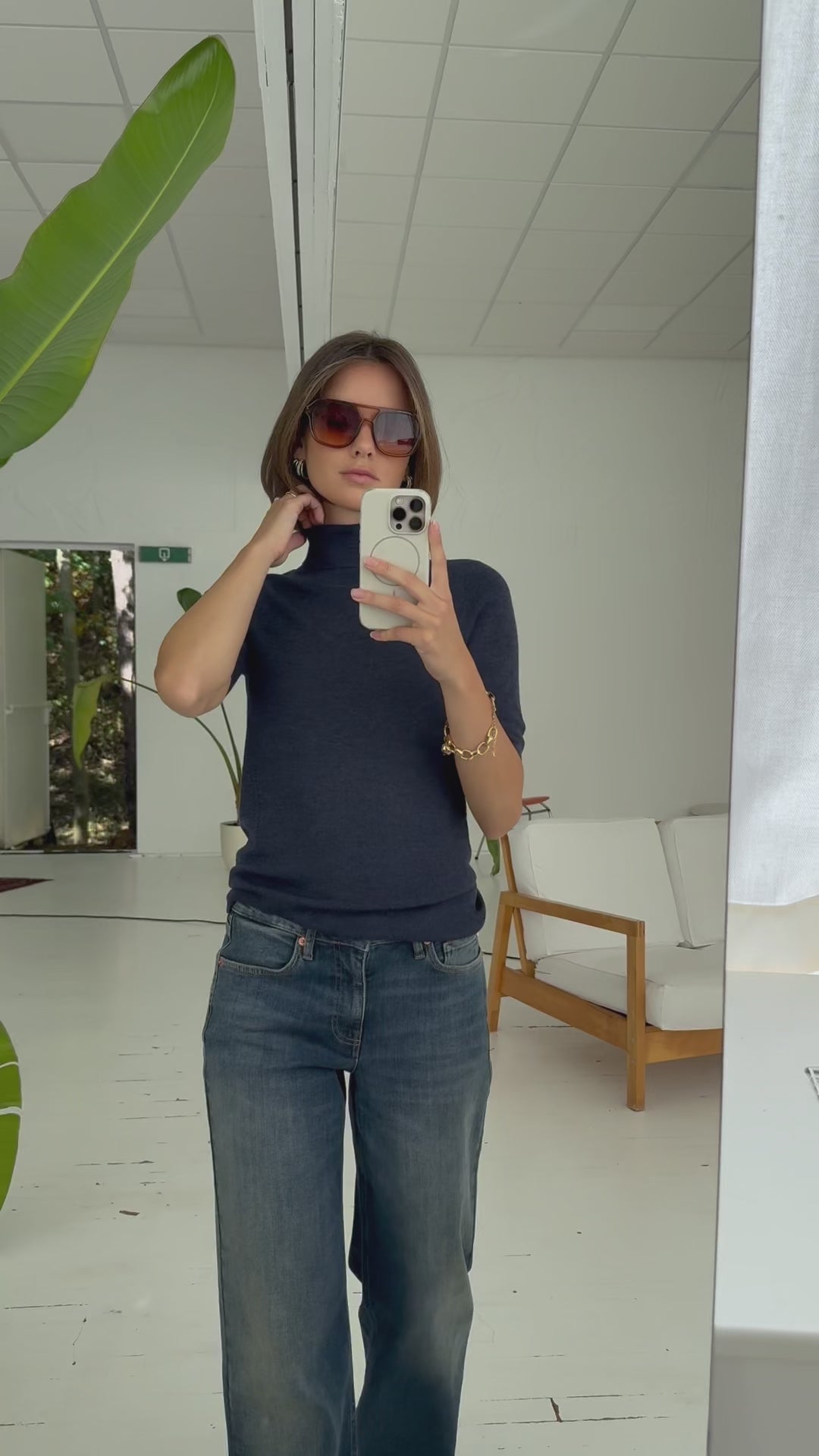 Short-Sleeve Turtleneck LE FRANCOIS Denim Blue