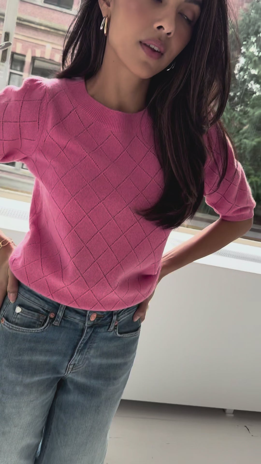 Argyle merino sweater LE HARVARD Pink