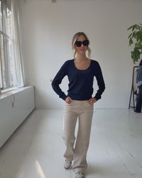 Niedriger Rundhals-Pullover LA NAOMI Navy