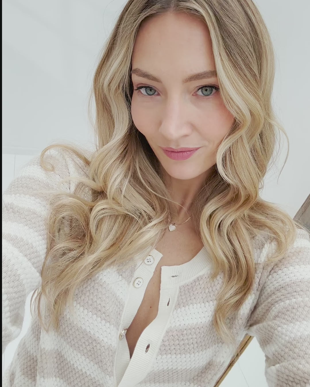 Striped cardigan L'ARLES Ivory-Sand