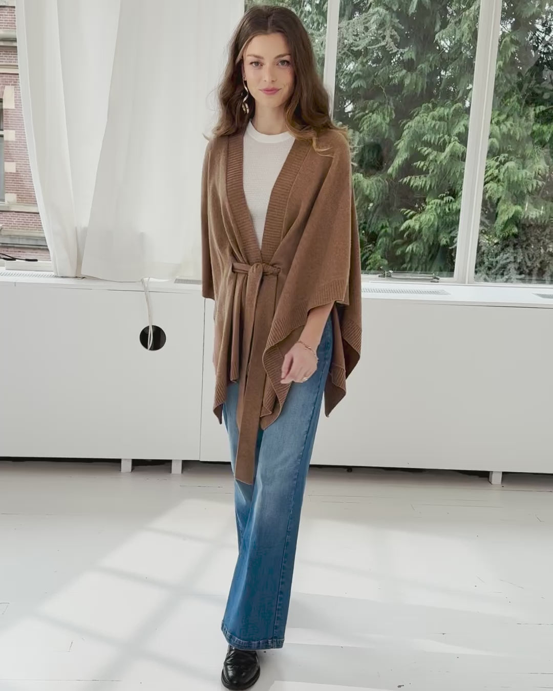 Merinowollen LA PONCHO Camel