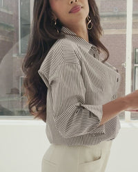 Blouse LA PASCALLE Brown striped
