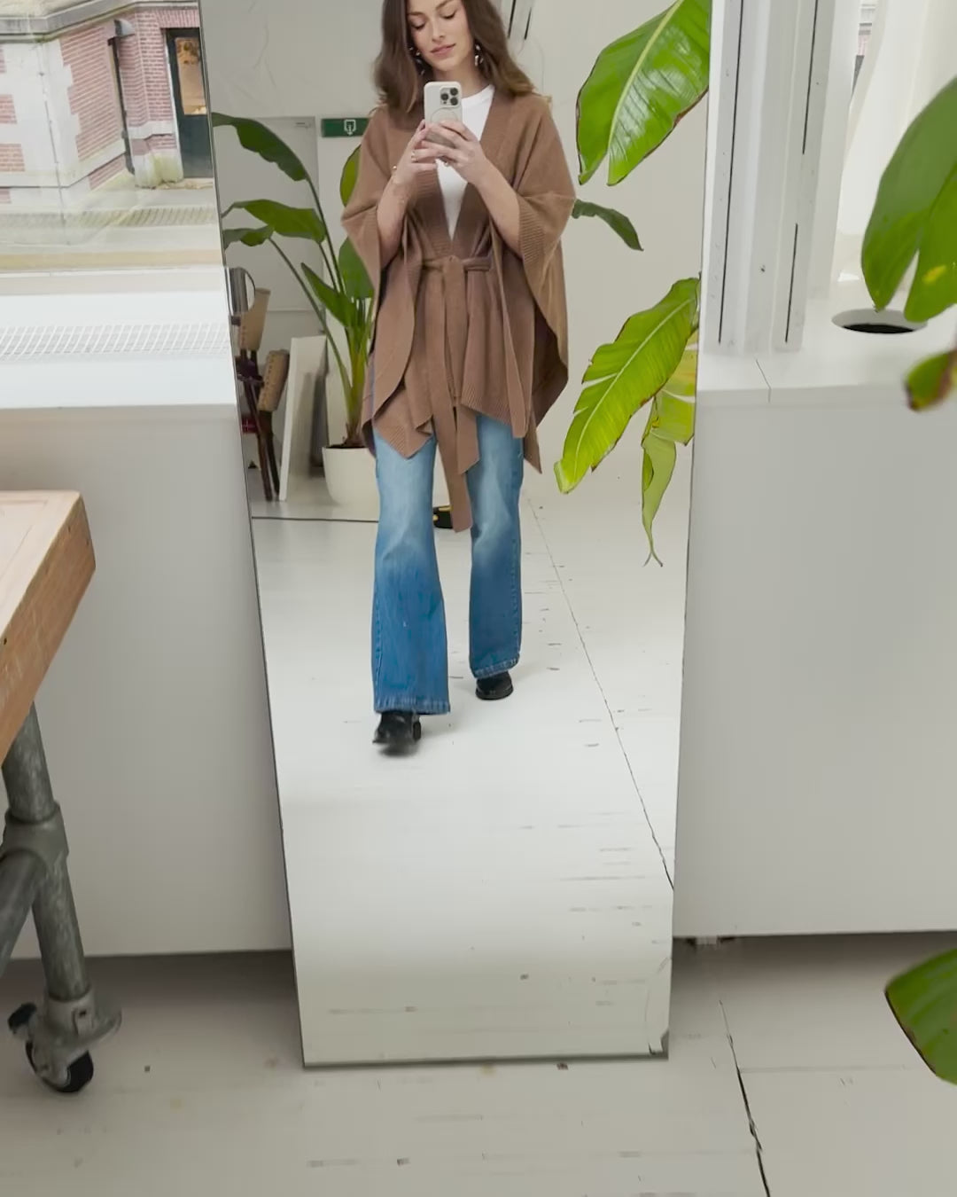 Merinowollen LA PONCHO Camel