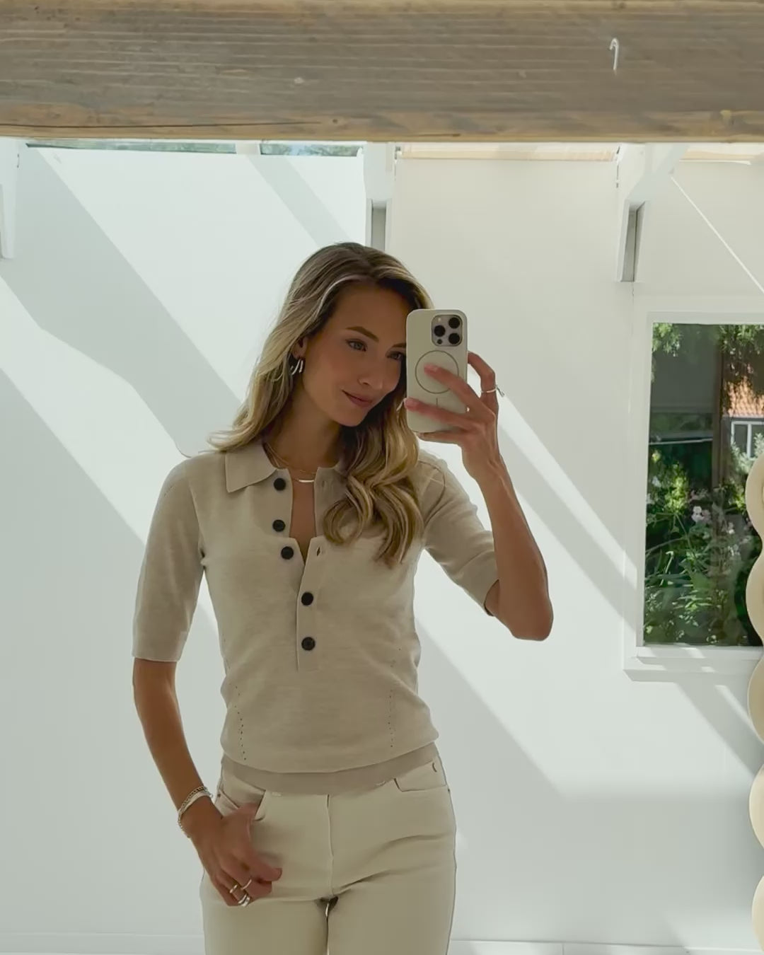 Merino wool polo LA PANTIN Beige