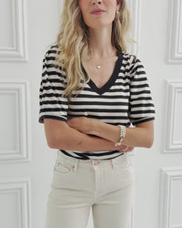 Striped shirt LA CECIL Sand-Black