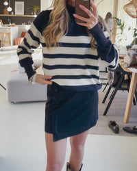 Krijtstreep minirok LA BLAISE Donkerblauw
