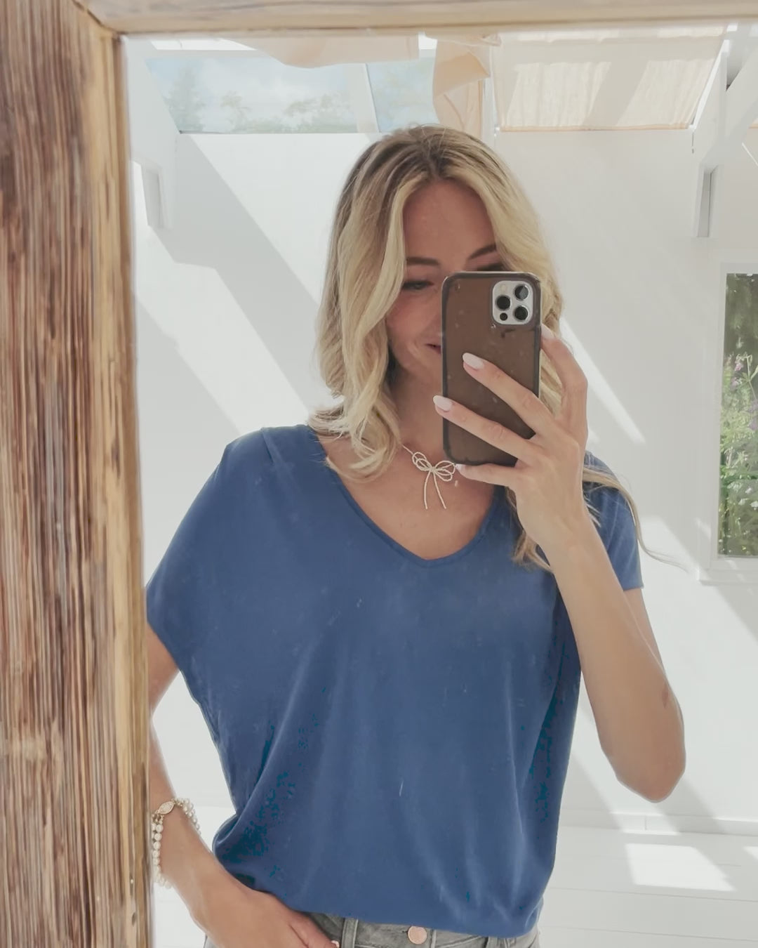 Rib T-shirt LA BONNE Cobaltblauw