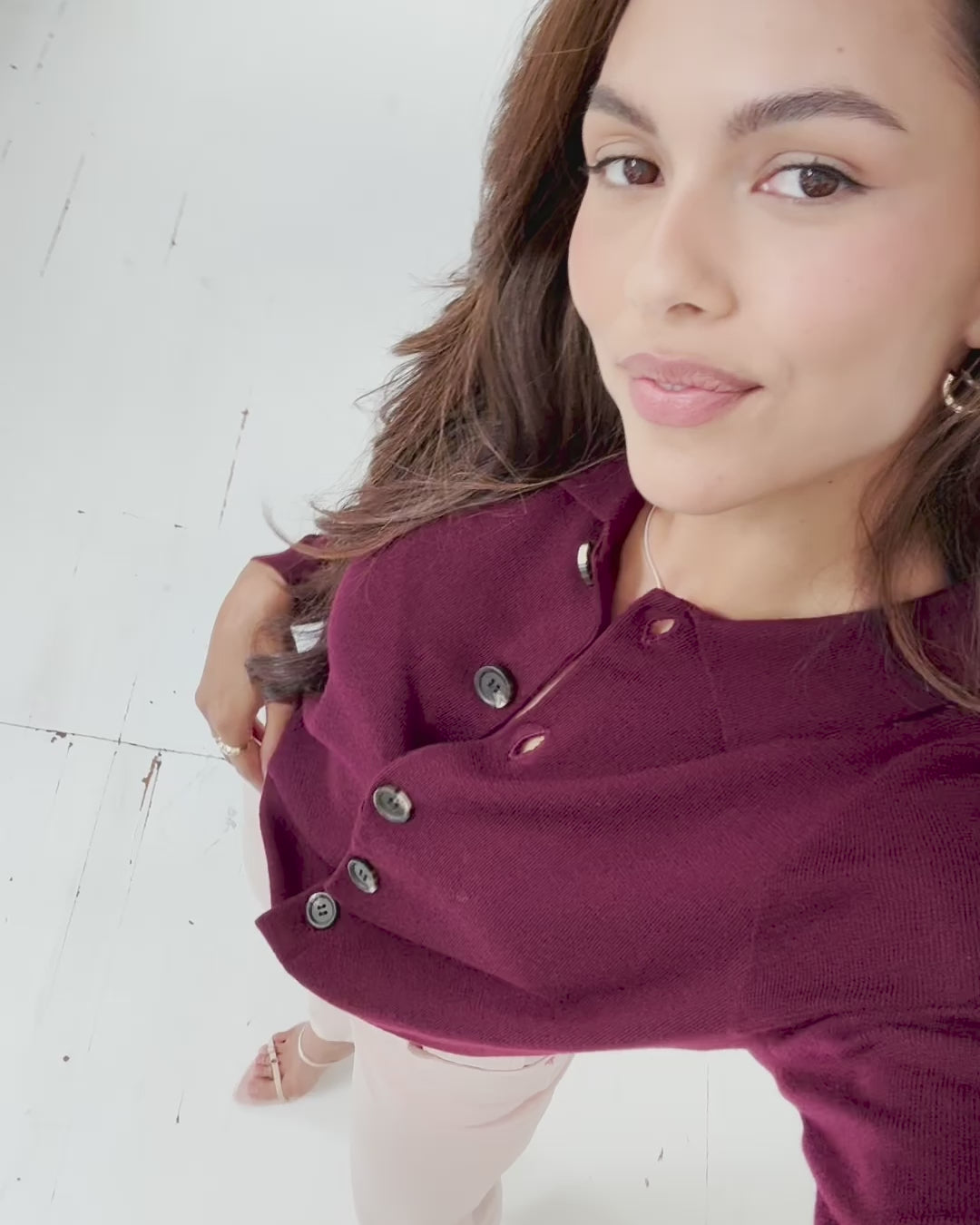 Polo collar cardigan LES VINGT Bordeaux