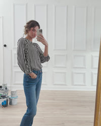 Striped blouse LA RAVA Ivory-Black