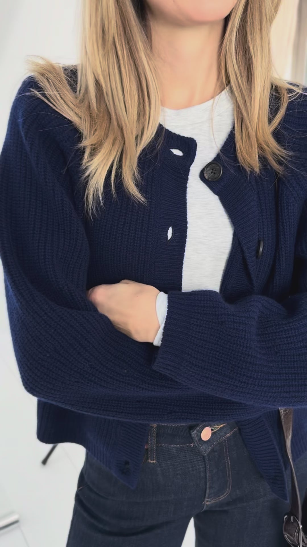 Merino wool cardigan LA LYON Navy