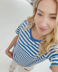 Gestreiftes T-Shirt L' AMBRE Blau-Elfenbein