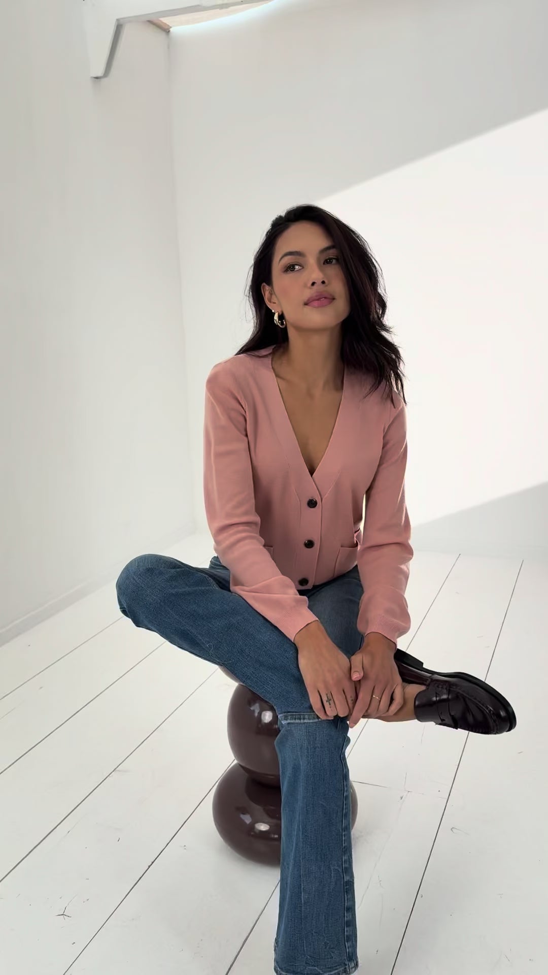 Merino wool cardigan LA DONNA Pink