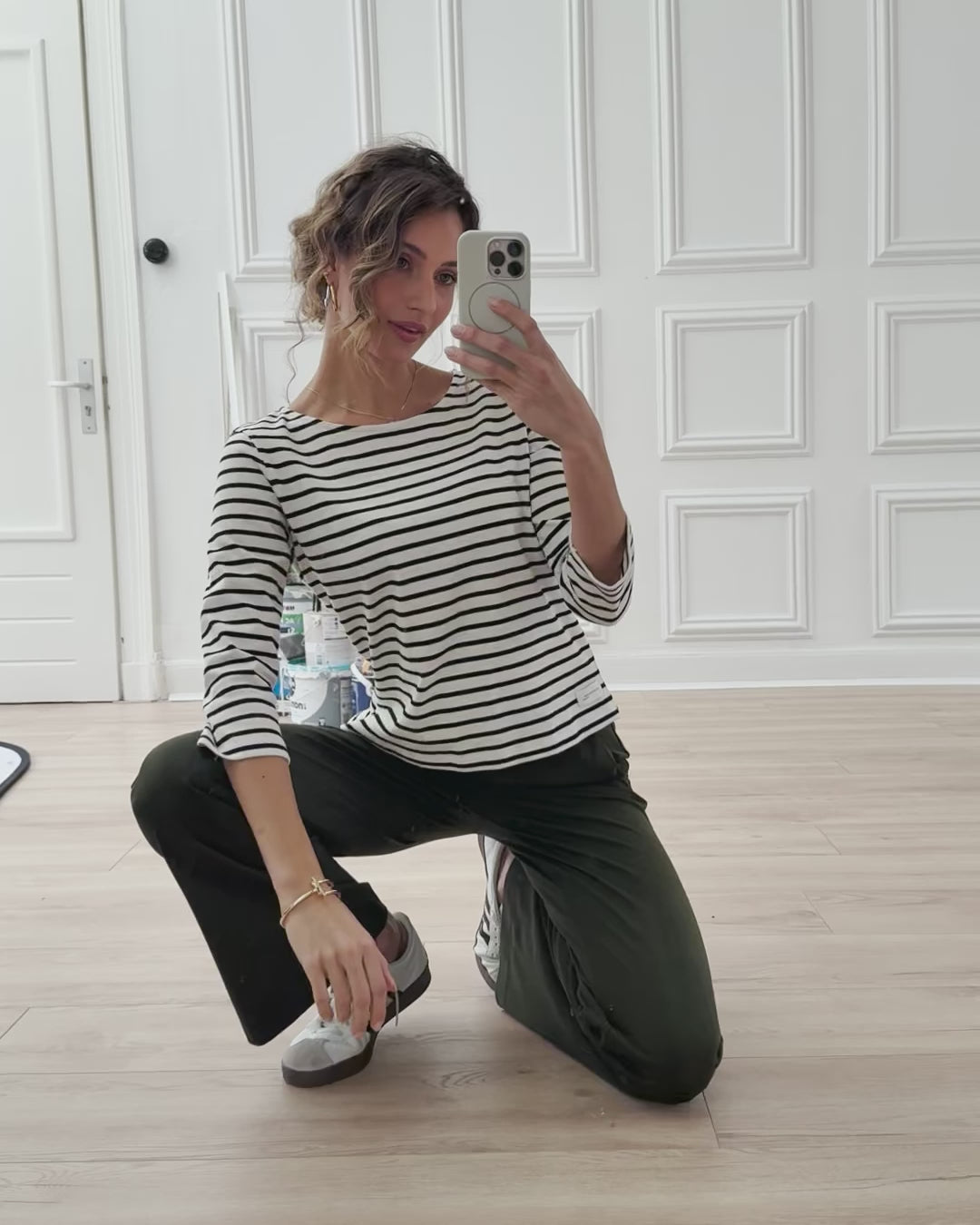Bretons streepshirt L' AMAIA Ivoor-Zwart