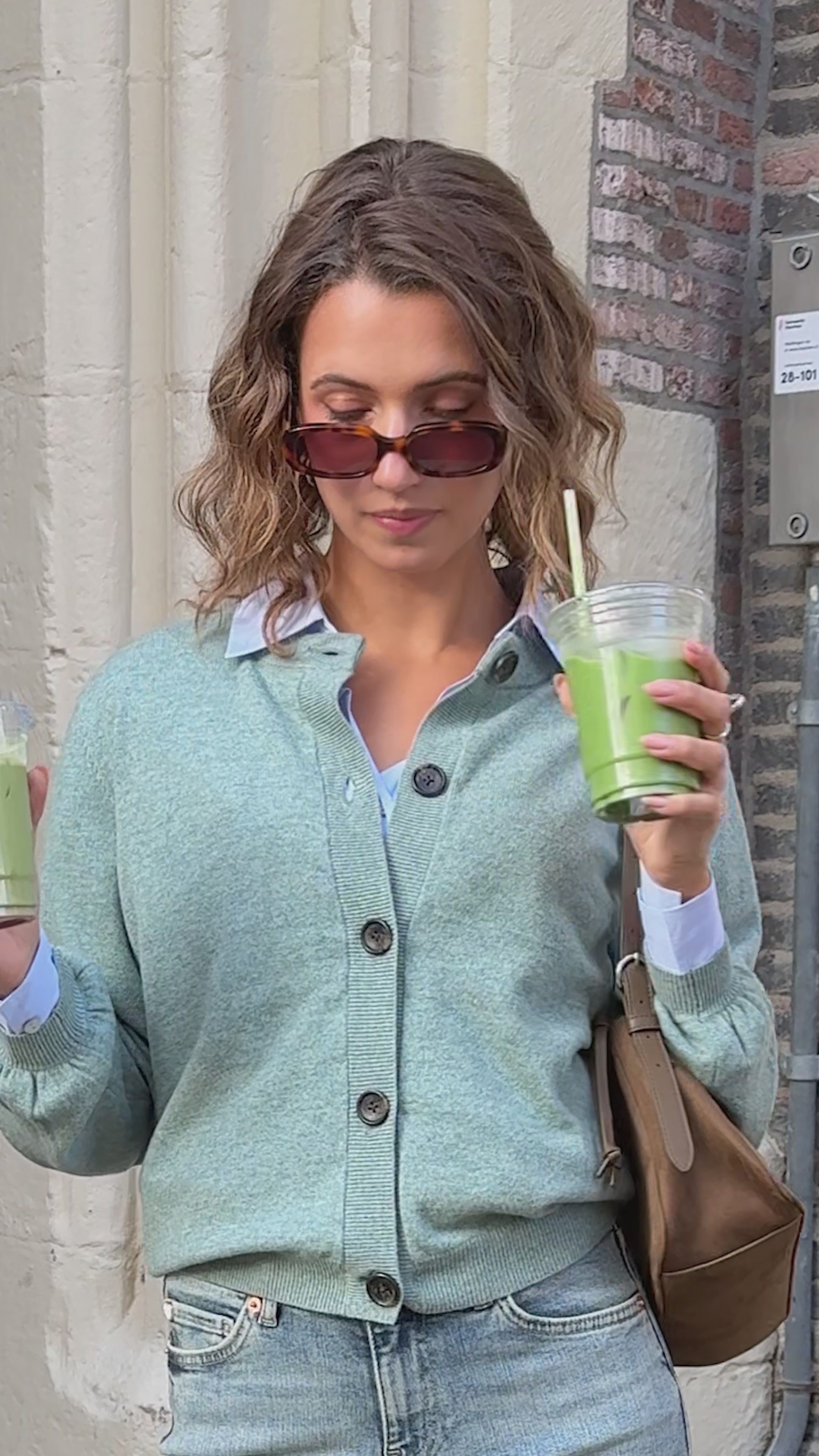 Cardigan LA LEA Misty blue-green