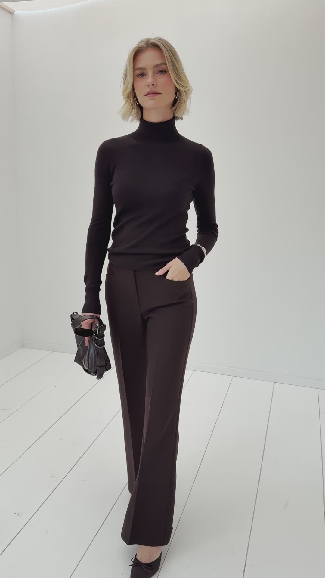 Merino wool turtleneck LA FORTE Pure choco