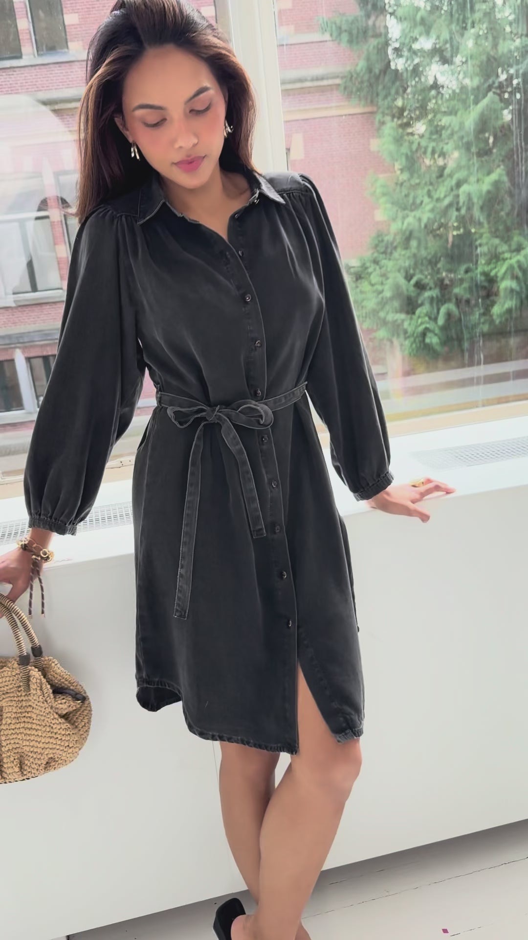 Tencel blousejurk LA LAVE Charcoal