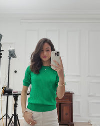 Kurzärmeliger Kabelpullover LA NONNA Grün