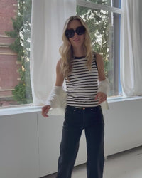 Striped top LA LILY Ivory-black