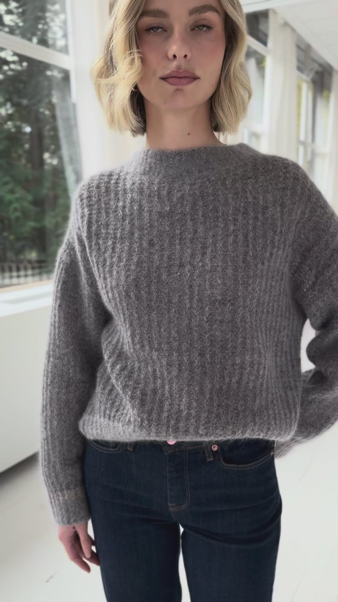 Mohair trui LA DOUCE Grijs melange