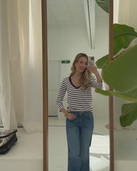 Streepjes T-shirt LA VIVIA Ivoor-wijnrood