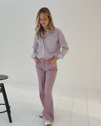 Blouse LA PASCALLE white-mauve striped