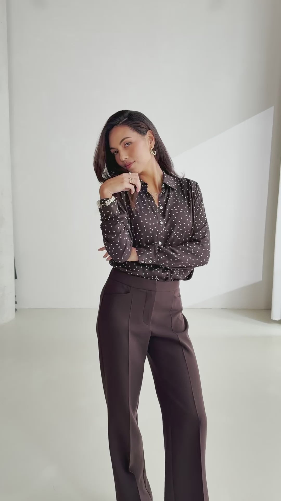Blouse LA SEZANNE Dot Choco-ivoor