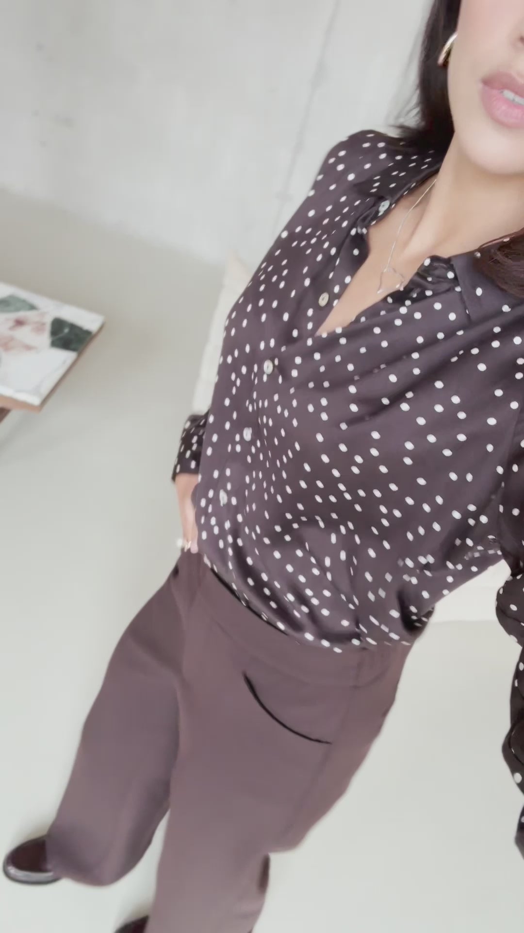 Blouse LA SEZANNE Dot Choco-ivoor