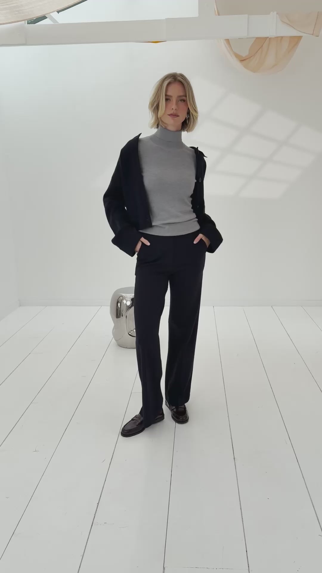 Merino wool turtleneck LA FORTE Feather grey
